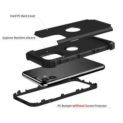 For iPhone 11 PC+ Silicone Three-piece Anti-drop Mobile Phone Protective Back Cover(Black) - iPhone 11 Cases by buy2fix | Online Shopping UK | buy2fix