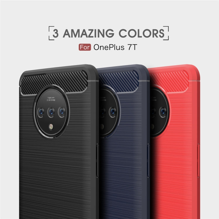 For Oneplus 7T Brushed Texture Carbon Fiber TPU Case(Black) - OnePlus Cases by buy2fix | Online Shopping UK | buy2fix