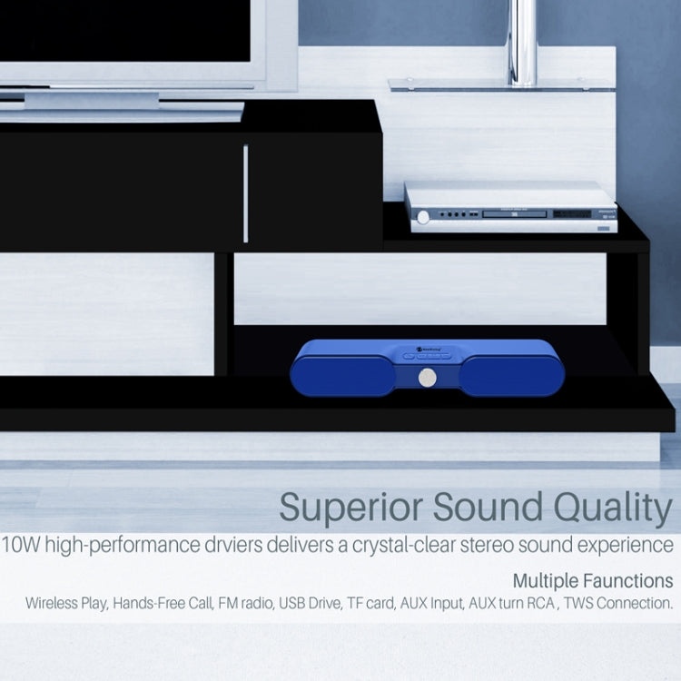 New Rixing NR4017 Portable 10W Stereo Surround Soundbar Bluetooth Speaker with Microphone(Blue) - Desktop Speaker by New Rixing | Online Shopping UK | buy2fix