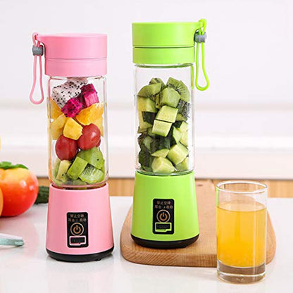 USB Rechargeable Electric Automatic Vegetable Fruit Citrus Orange Juice Maker Cup Mixer Bottle (380ML)(6 Blades Pink) - Home & Garden by buy2fix | Online Shopping UK | buy2fix