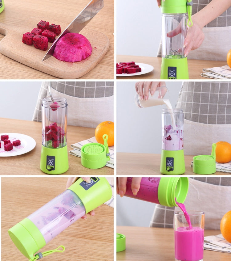 USB Rechargeable Electric Automatic Vegetable Fruit Citrus Orange Juice Maker Cup Mixer Bottle (380ML)(2 Blades Purple) - Home & Garden by buy2fix | Online Shopping UK | buy2fix