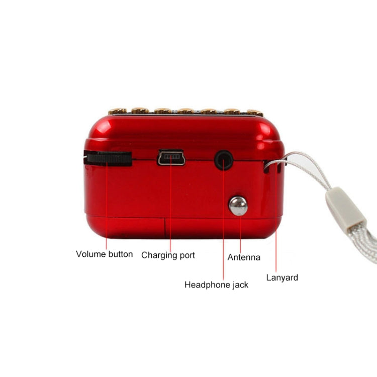 Portable Rechargeable FM Radio Receiver Speaker, Support USB / TF Card / Music MP3 Player(Red) - Radio Player by buy2fix | Online Shopping UK | buy2fix