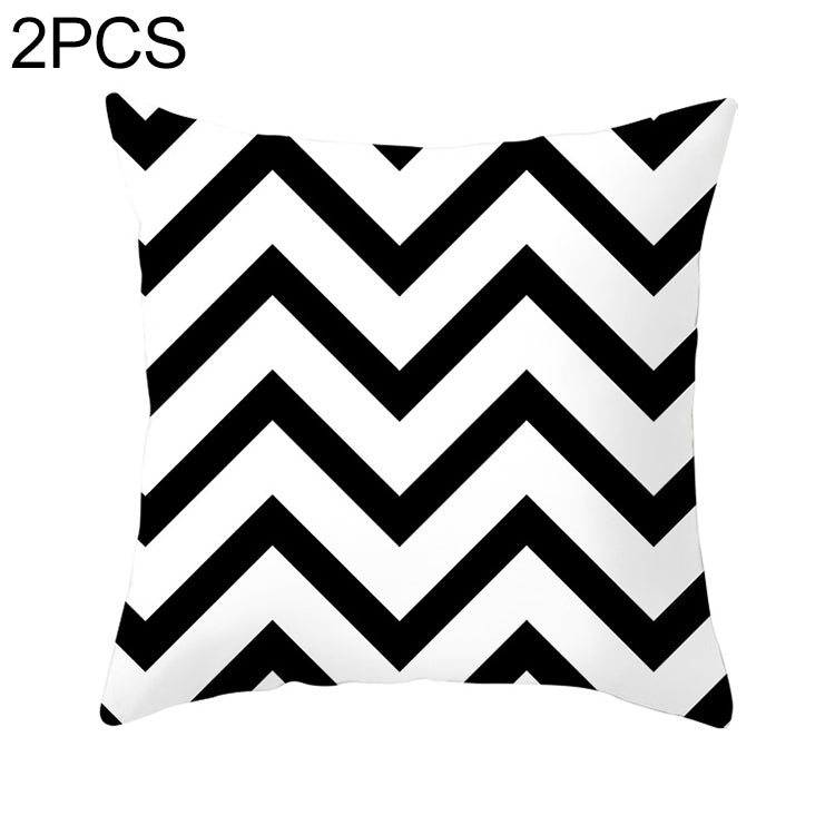 2 PCS Black and White Simple and Modern Geometric Abstract Decorative Pillowcases Polyester Throw Pillow Case(1) - Cushions & Pillows by buy2fix | Online Shopping UK | buy2fix