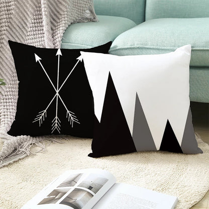 2 PCS Black and White Simple and Modern Geometric Abstract Decorative Pillowcases Polyester Throw Pillow Case(8) - Cushions & Pillows by buy2fix | Online Shopping UK | buy2fix