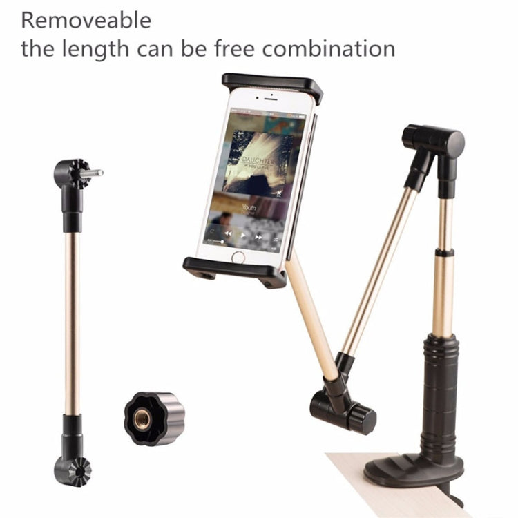 360 Degree Rotation Lazy Mount Folding Long Arm Phone Stand Holder for 4-14 Inch Tablet & Phone(Gold) - Lazy Bracket by buy2fix | Online Shopping UK | buy2fix