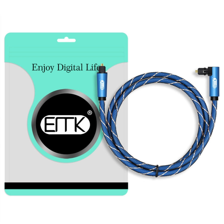 EMK 90 Degree Swivel Adjustable Right Angled 360 Degrees Rotatable Plug Nylon Woven Mesh Optical Audio Cable, Cable Length:10m(Blue) - Audio Optical Cables by EMK | Online Shopping UK | buy2fix