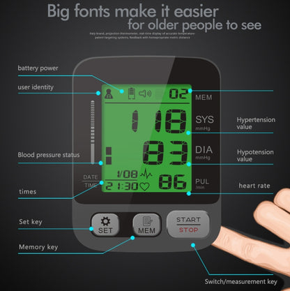 JZ-256A Tri-Color Backlight Automatic Upper Arm Sphygmomanometer Home Electronic Sphygmomanometer, Size:22-42cm(No Voice Broadcast) - Sphygmomanometer by buy2fix | Online Shopping UK | buy2fix