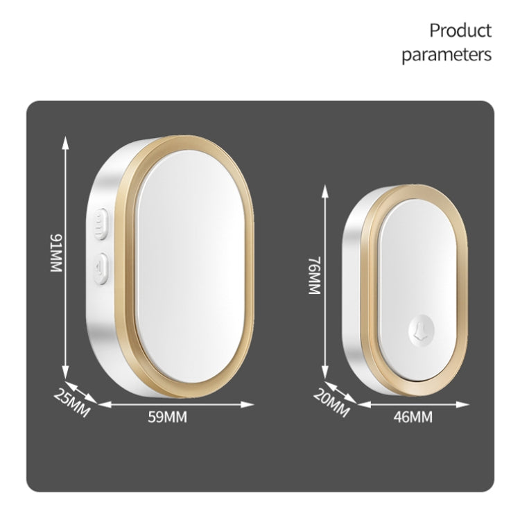 CACAZI A99 Home Smart Remote Control Doorbell Elderly Pager, Style:US Plug(Black Gold) - Wireless Doorbell by CACAZI | Online Shopping UK | buy2fix