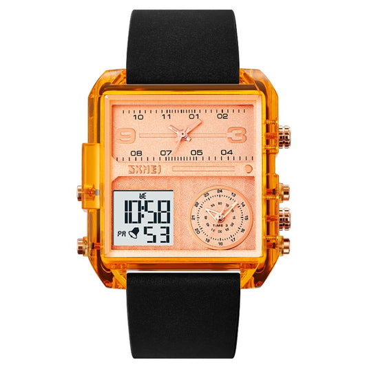 SKMEI 2021 Square Large Dial Triple Movement Men Sports Watch(Amber) - LED Digital Watches by SKMEI | Online Shopping UK | buy2fix