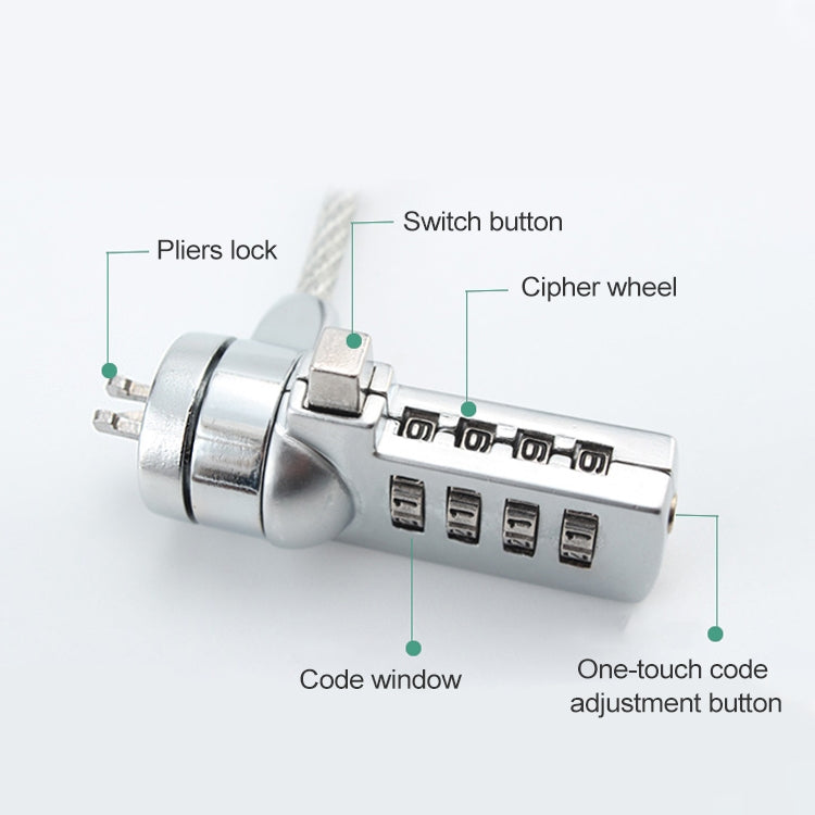 Four Digit Computer Lock Notebook Universal Anti-theft Password Lock, Size:Diameter 3.5 mm Length 1.2 m - Computer & Networking by buy2fix | Online Shopping UK | buy2fix