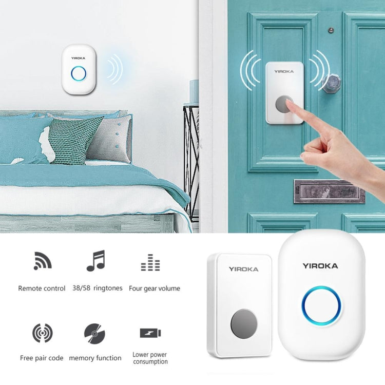 Yiroka Wireless Doorbell Smart Doorbell Digital Doorbell for the Elderly, Plug type:EU Plug - Security by Yiroka | Online Shopping UK | buy2fix