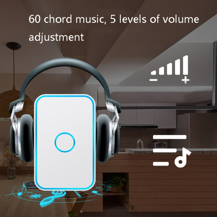 CACAZI A78 Long-Distance Wireless Doorbell Intelligent Remote Control Electronic Doorbell, Style:EU Plug(Bright White) - Security by CACAZI | Online Shopping UK | buy2fix