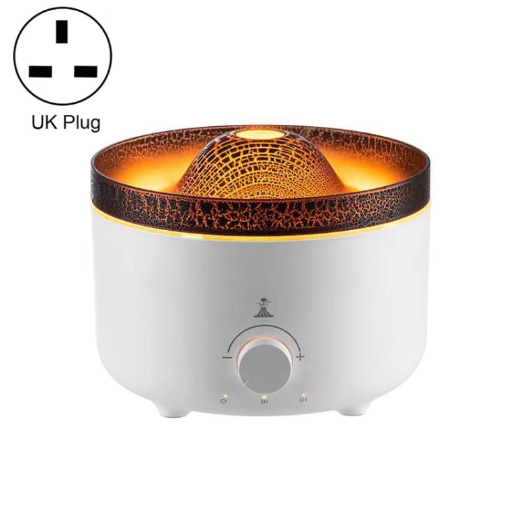 V21A 560ml Volcano Flame Remote Control Aromatherapy Air Humidifier Essential Oil Diffuser UK Plug(White) - Home & Garden by buy2fix | Online Shopping UK | buy2fix