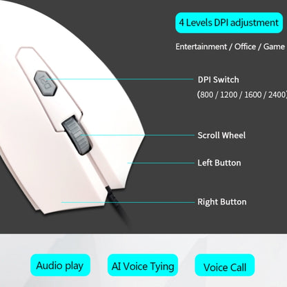 Pcsensor MOS4 4 Keys 2400DPI Game Intelligent Voice Recognition Input Mouse, Cable Length: 1.5m(Mute) - Wired Mice by Pcsensor | Online Shopping UK | buy2fix