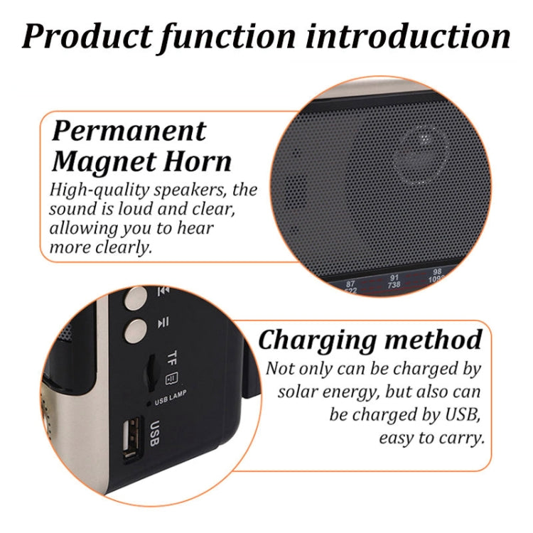 BAIJIALI EC-2110BTS Multifunctional Solar Radio Retro Full Band Card Radio(Brown) - Radio Player by BAIJIALI | Online Shopping UK | buy2fix