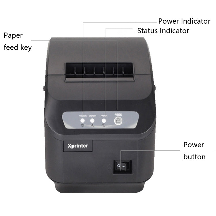 Xprinter XP-Q200II Thermal Small Receipt Printer Catering And Kitchen Receipt Printer 80mm Cutter, Interface Type:USB COM Interface(US Plug) - Printer by Xprinter | Online Shopping UK | buy2fix