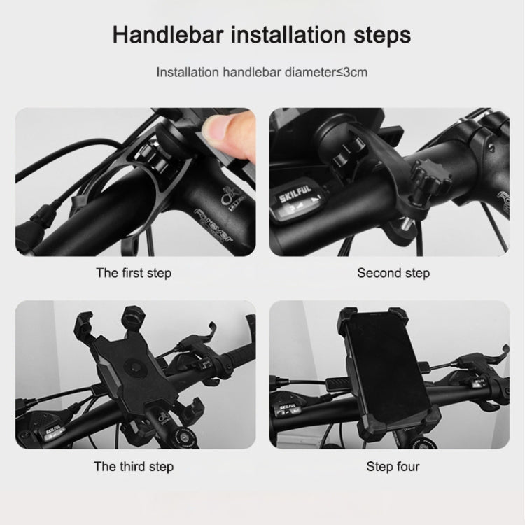 Electric Bicycle Mobile Phone Holder Can Be Rotated 360-degree Mobile Phone Holder Four-way Adjustment Bracket for Motorcycle, Style:Handlebars(Black) - Holders by buy2fix | Online Shopping UK | buy2fix