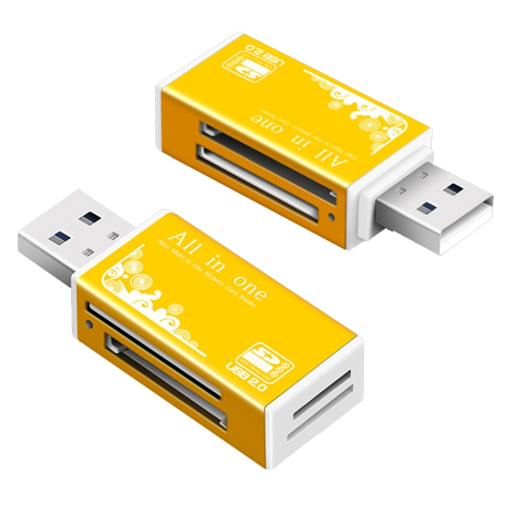 Multi in 1 Memory SD Card Reader for Memory Stick Pro Duo Micro SD,TF,M2,MMC,SDHC MS Card(Gold) - Computer & Networking by buy2fix | Online Shopping UK | buy2fix