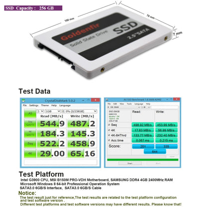 Goldenfir SSD 2.5 inch SATA Hard Drive Disk Disc Solid State Disk, Capacity: 256GB - Solid State Drives by Goldenfir | Online Shopping UK | buy2fix