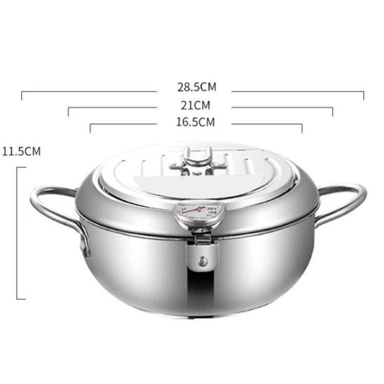 304 Stainless Steel Fryer Pot Household Temperature-controlled Multifunctional Thickening Pot, Size:20cm - Home & Garden by buy2fix | Online Shopping UK | buy2fix