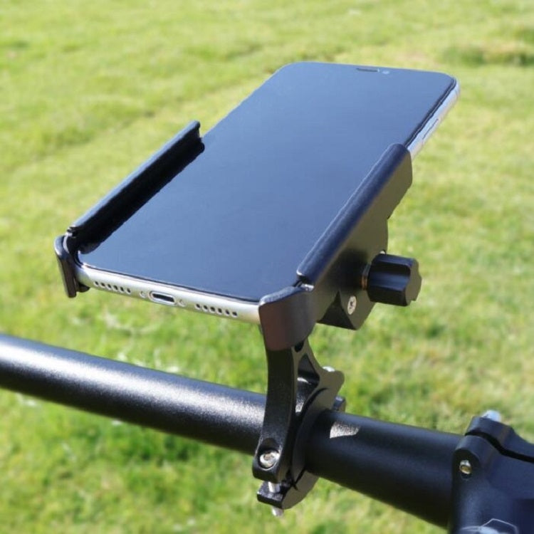 CYCLINGBOX Aluminum Alloy Mobile Phone Holder Bicycle Riding Takeaway Rotatable Metal Mobile Phone Bracket, Style:Handlebar Installation(Black) - Holders by CYCLINGBOX | Online Shopping UK | buy2fix