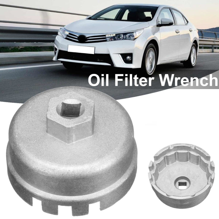 64.5mm Aluminum Oil Filter Wrench Cap Socket Remover Tool for Lexus Toyota Corolla Highlander RAV4 Camry Universal Housing(Silver) - In Car by buy2fix | Online Shopping UK | buy2fix