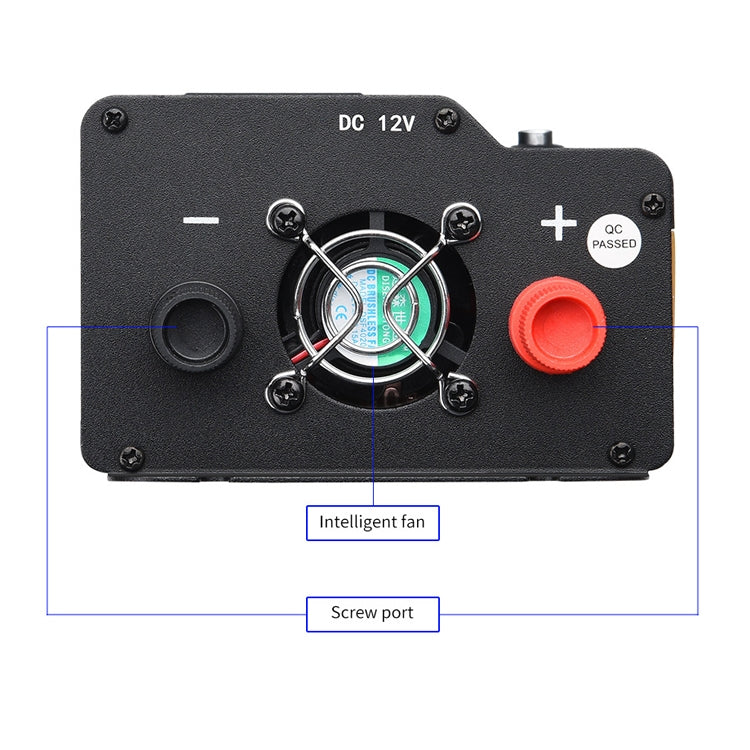 XUYUAN 6000W Car Inverter LED Colorful Atmosphere Light 4 USB Charging Converter, UK Plug, Specification: 12V-220V - Modified Square Wave by buy2fix | Online Shopping UK | buy2fix