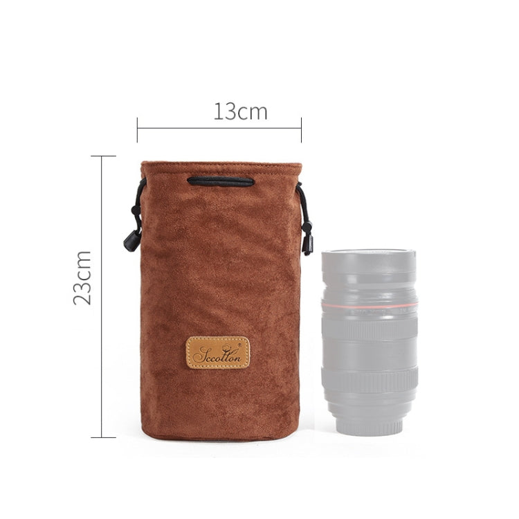 S.C.COTTON Liner Shockproof Digital Protection Portable SLR Lens Bag Micro Single Camera Bag Round Brown M - Camera Accessories by S.C.COTTON | Online Shopping UK | buy2fix