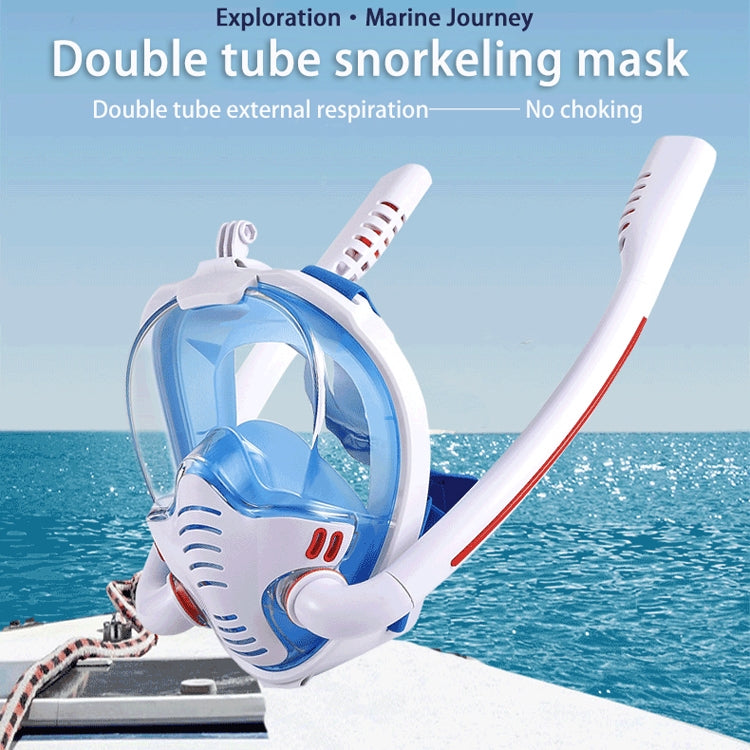 Snorkeling Mask Double Tube Silicone Full Dry Diving Mask Adult Swimming Mask Diving Goggles, Size: S/M(Black/Black) - DJI & GoPro Accessories by buy2fix | Online Shopping UK | buy2fix