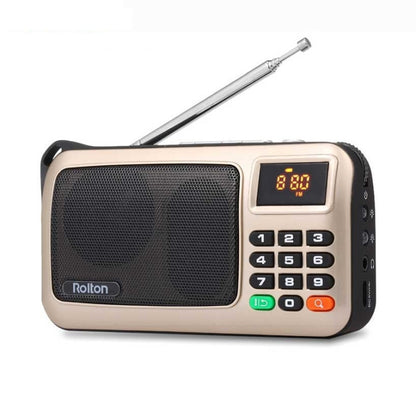 Rolton W405 Portable Mini FM Radio TF Card USB Receiver Music Player with LED Display(Gold) - Radio Player by Rolton | Online Shopping UK | buy2fix