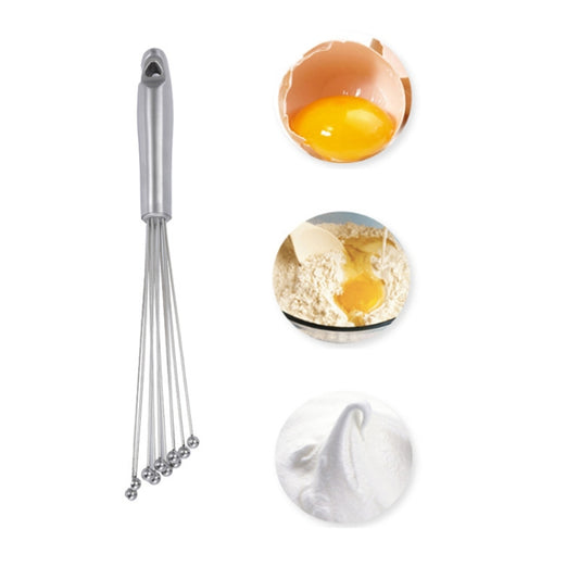 2 PCS Manual Whisk Stainless Steel Glass Bead Egg Whisk Kitchen Household Hand-Held Baking Tools Type C  10 Inch - Stirrer & Squeezer by buy2fix | Online Shopping UK | buy2fix