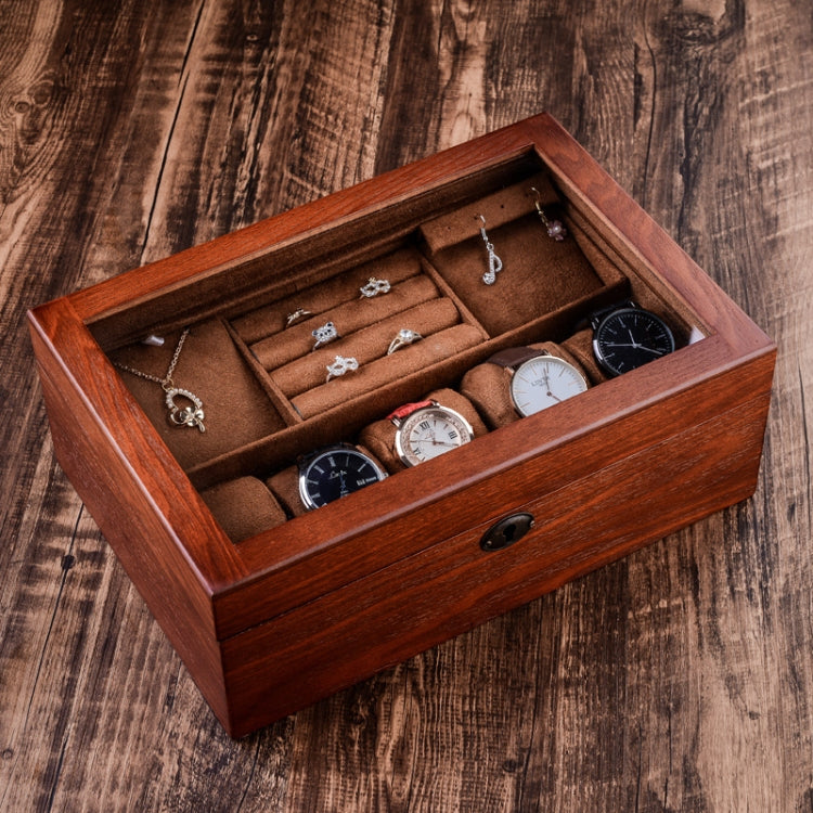 Wooden Watch Storage Box Jewelry Double-Layer Storage Display Box With Lock - Watch Storages by buy2fix | Online Shopping UK | buy2fix