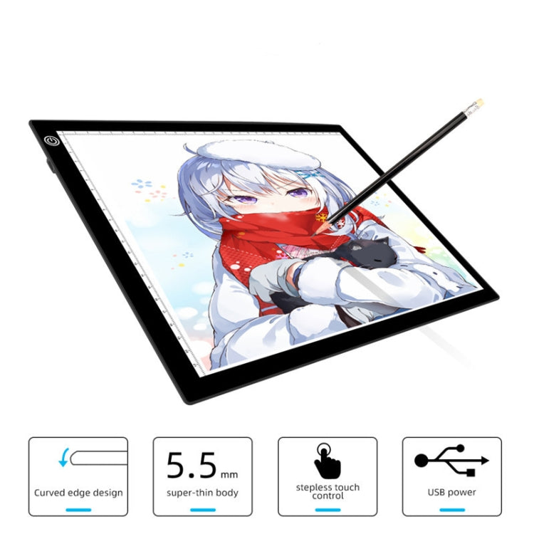 Copy Station Anime Drain Station LED Copy Board With Magnetic Suction Light Board Drawing Plate With USB Cable, Specification: A3 3 Gear Dimming (Black) -  by buy2fix | Online Shopping UK | buy2fix