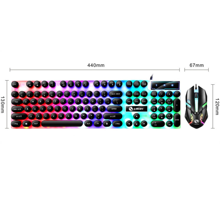 LIMEIDE GTX300 104 Keys Retro Round Key Cap USB Wired Mouse Keyboard, Cable Length: 1.4m, Colour: Punk Single Keyboard  Black - Wired Keyboard by LIMEIDE | Online Shopping UK | buy2fix