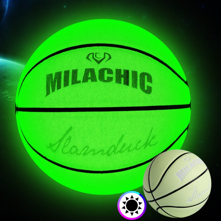 MILACHIC Number 7 Fluorescent Green Holographic Reflective Basketball - Balls by MILACHIC | Online Shopping UK | buy2fix