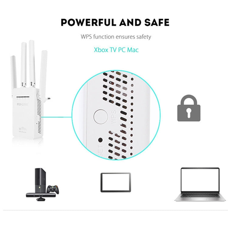 PIX-LINK LV-WR09 300Mbps WiFi Range Extender Repeater Mini Router(US Pulg) - Wireless Routers by buy2fix | Online Shopping UK | buy2fix