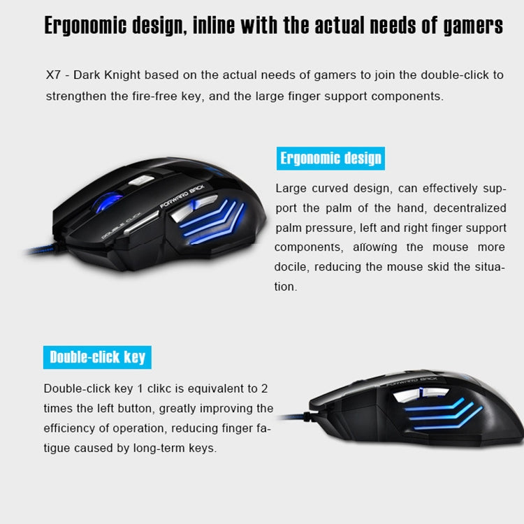 IMICE X7 2400 DPI 7-Key Wired Gaming Mouse with Colorful Breathing Light, Cable Length: 1.8m(Skin Black Color Box Version) - Wired Mice by IMICE | Online Shopping UK | buy2fix