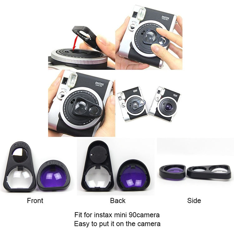 2 Sets Close Up Lens Set with Selfie Portrait Mirror + Purple Color Filter Set For FUJIFILM Instax Mini 90 Camera( Selfie Mirror + Purple Filter Set) - Camera Accessories by buy2fix | Online Shopping UK | buy2fix