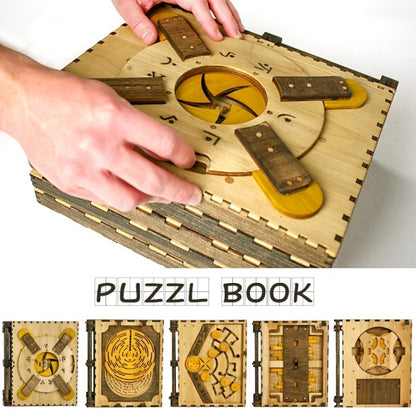 The Book of Puzzle Wooden Code Book Deciphering Toy, Colour: 7 Page Self-assembly - Puzzle Toys by buy2fix | Online Shopping UK | buy2fix
