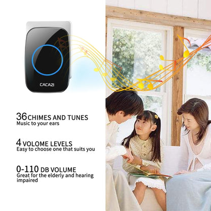 CACAZI H10 1 For 2 Home Wireless Music Doorbell without Battery, Plug:EU Plug(White) - Wireless Doorbell by CACAZI | Online Shopping UK | buy2fix