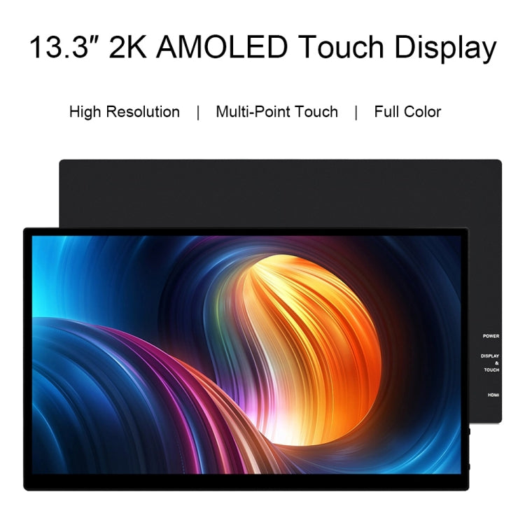 Waveshare 13.3 Inch 2K 2560×1440 HDMI/Type-C Display Interface AMOLED Touch Display(EU Plug) - Modules Expansions Accessories by Waveshare | Online Shopping UK | buy2fix