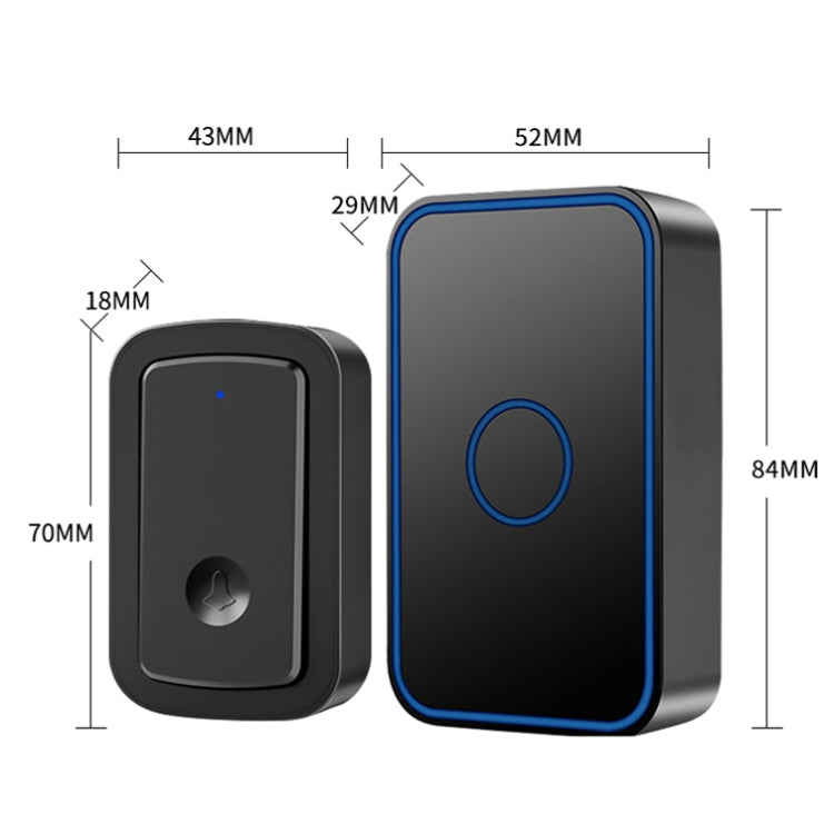 CACAZI A19 1 For 1 Wireless Music Doorbell without Battery, Plug:UK Plug(Black) - Security by CACAZI | Online Shopping UK | buy2fix