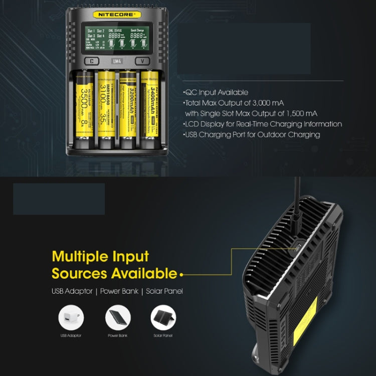 NITECORE Fast Lithium Battery Charger, Model: UMS4 - Charger & Converter by buy2fix | Online Shopping UK | buy2fix