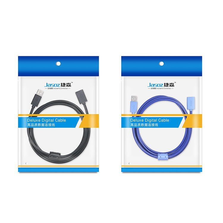 3 PCS Jasoz USB Male to Female Oxygen-Free Copper Core Extension Data Cable, Colour: Dark Blue 0.5m - USB Cable by buy2fix | Online Shopping UK | buy2fix