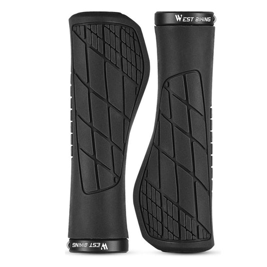 1 Pair WEST BIKING YP0804060 Bicycle Grips Mountain Bike Non-Slip Rubber Grips(Black) - Outdoor & Sports by WEST BIKING | Online Shopping UK | buy2fix