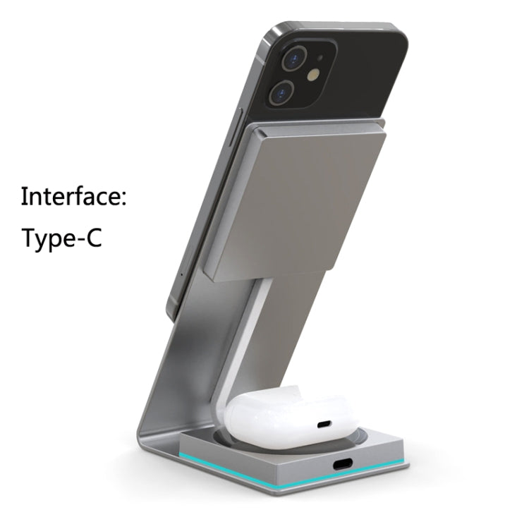 Y21 2 in 1 Mobile Phone Magnetic Wireless Charger 15W Fast Charging Bracket For IPhone & IPad(Silver) - Apple Accessories by buy2fix | Online Shopping UK | buy2fix