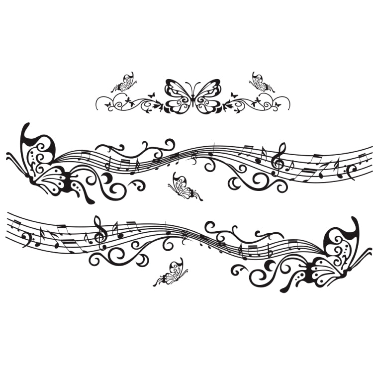 D-347 Butterfly Note Car Sticker Sheet Music Waist Line Body Sticker(Black) - In Car by buy2fix | Online Shopping UK | buy2fix