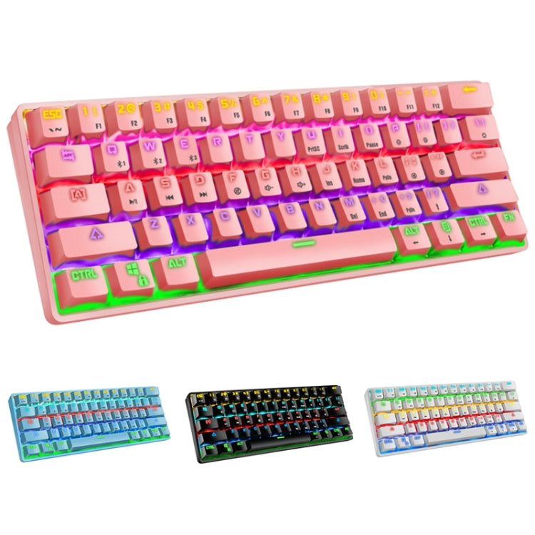 LEAVEN K28 61 Keys Gaming Office Computer RGB Wireless Bluetooth + Wired Dual Mode Mechanical Keyboard, Cabel Length:1.5m, Colour: Green Axis (Pink) - Wireless Keyboard by LEAVEN | Online Shopping UK | buy2fix