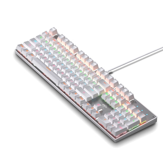 104 Keys Green Shaft RGB Luminous Keyboard Computer Game USB Wired Metal Mechanical Keyboard, Cabel Length:1.5m, Style: Ordinary Version (White) - Wired Keyboard by buy2fix | Online Shopping UK | buy2fix