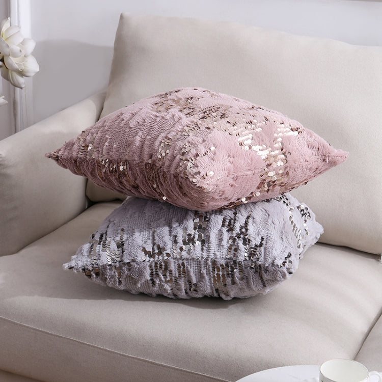 Double-sided Sequin Plush Pillowcase + Pillow Home Living Room Sofa Cushion, Specification: 40x40cm(39 Lightning Sequins Pink) - Home & Garden by buy2fix | Online Shopping UK | buy2fix